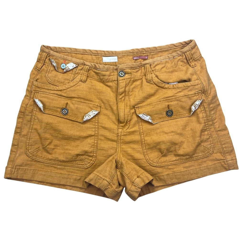Pilcro and the Letterpress Utility Shorts Pockets Button Mustard Sz 32 Tropical